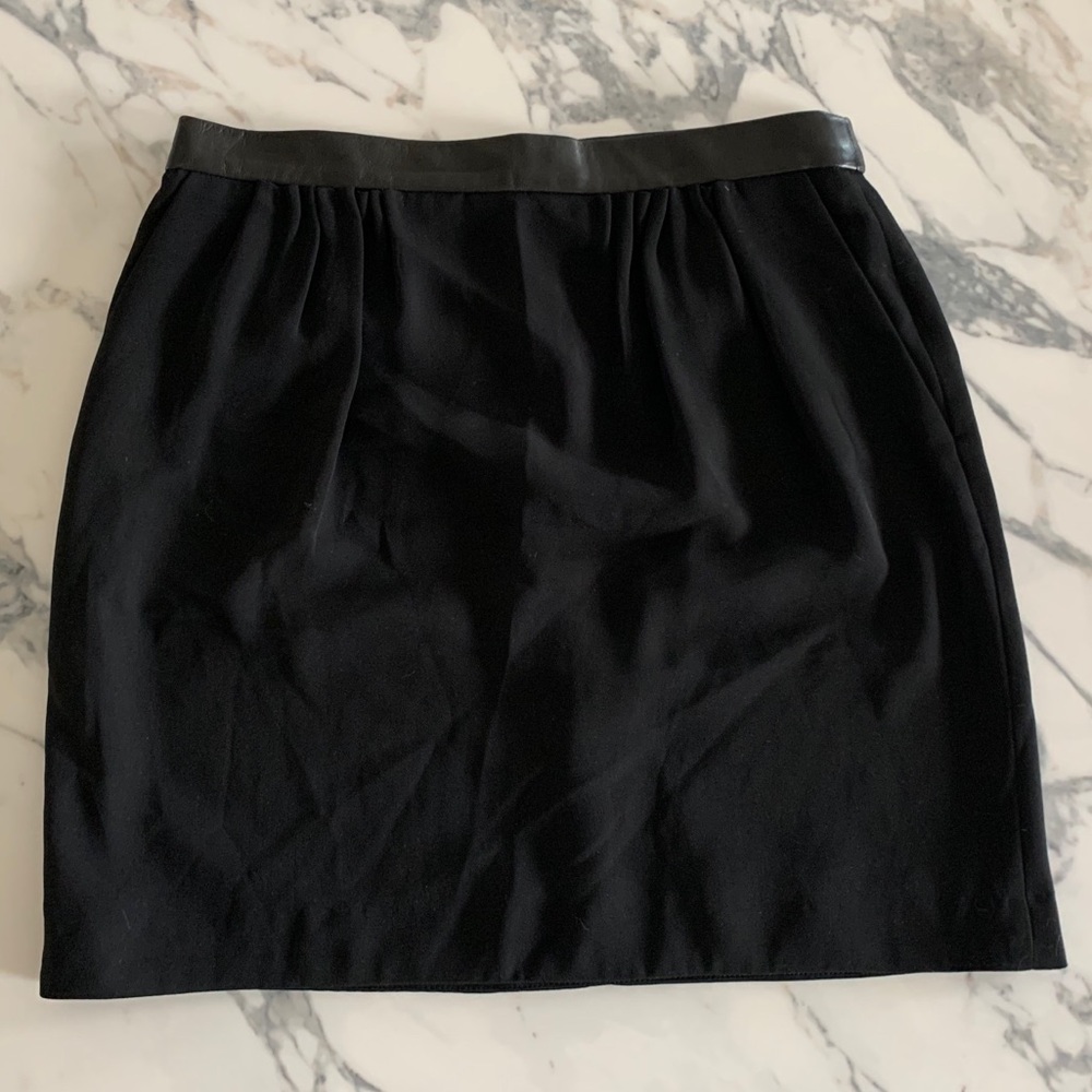 Maje black Richard leather trimmed mini skirt